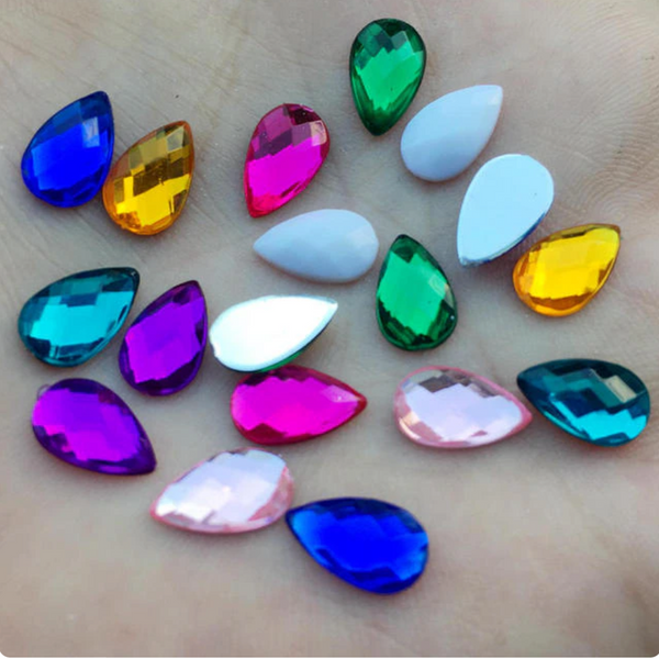 Mini Jewel Colored Assorted Teardrop Centerpieces 6x10mm: 40 Pairs