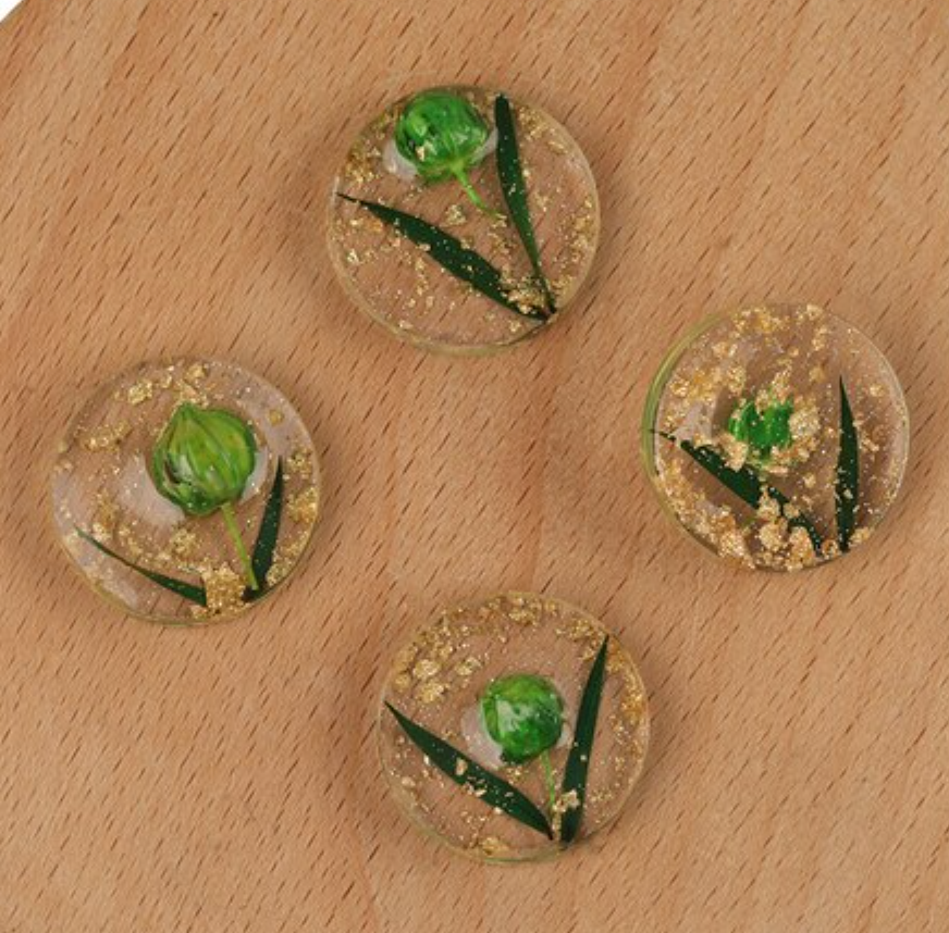 Clear Green Flower Resin Round Centerpieces 20mm