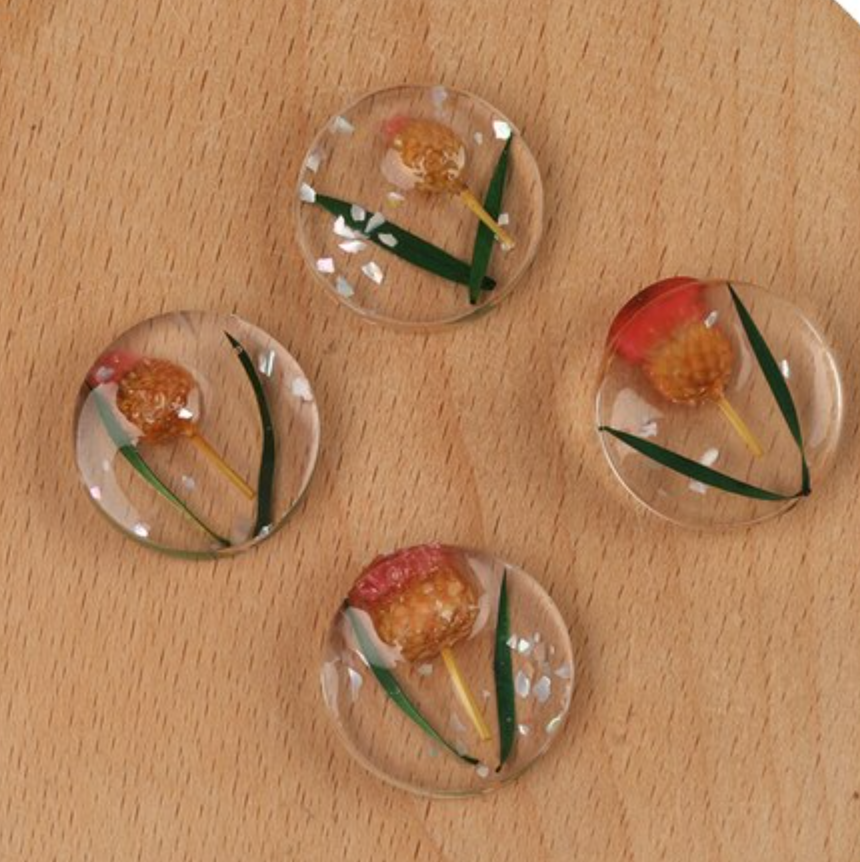 Clear Orange Flower Resin Round Centerpieces 20mm