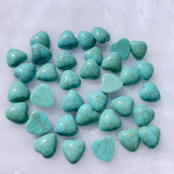 Mini Faux Turquoise Heart Centerpieces 12mm: 20 Pairs