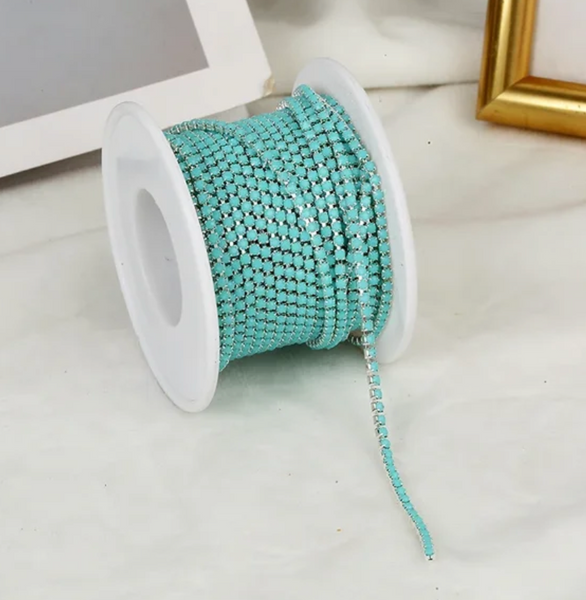 Silver Turquoise SS6 Banding 1 Yard or 10 Yard Discounted Roll