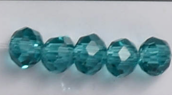 Teal Clear 3mm Rondelle Beads #20: Single Strand or 10 Strand Pack