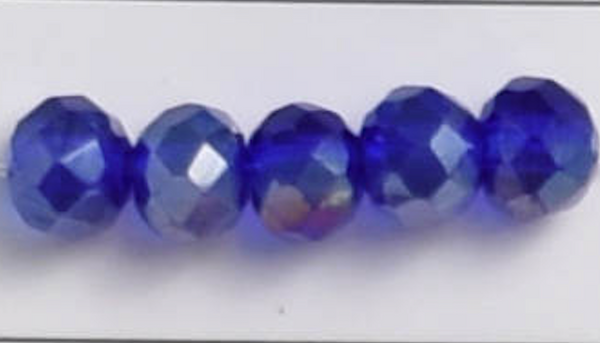 AB Royal Blue 3mm Rondelle Beads #160: Single Strand or 10 Strand Pack