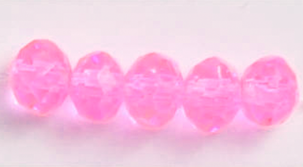 Candy Pink Clear 3mm Rondelle Beads #237: Single Strand or 10 Strand Pack