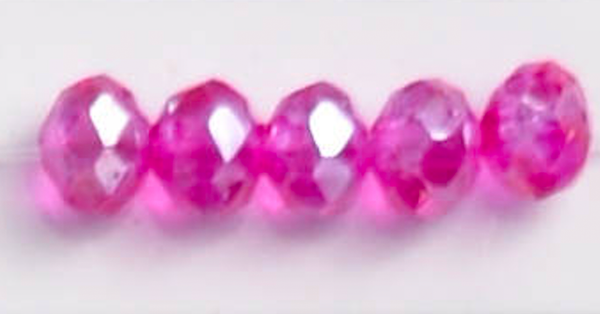 AB Hot Pink Clear 3mm Rondelle Beads #253: Single Strand or 10 Strand Pack