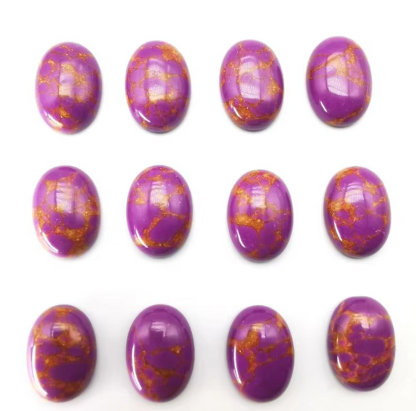 Purple Magenta Oval Faux Stone Cabochon 15x20mm