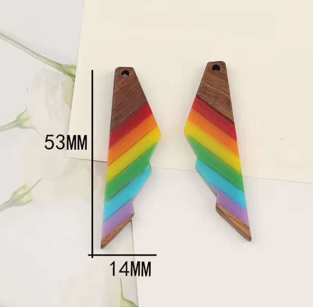Rainbow Lightning Bolt Slab Wood Resin Centerpieces