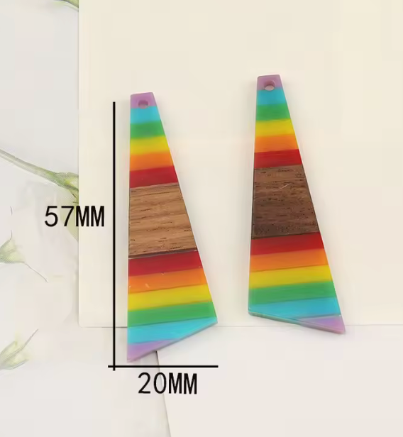 Rainbow Trapezoid Slab Wood Resin Centerpieces
