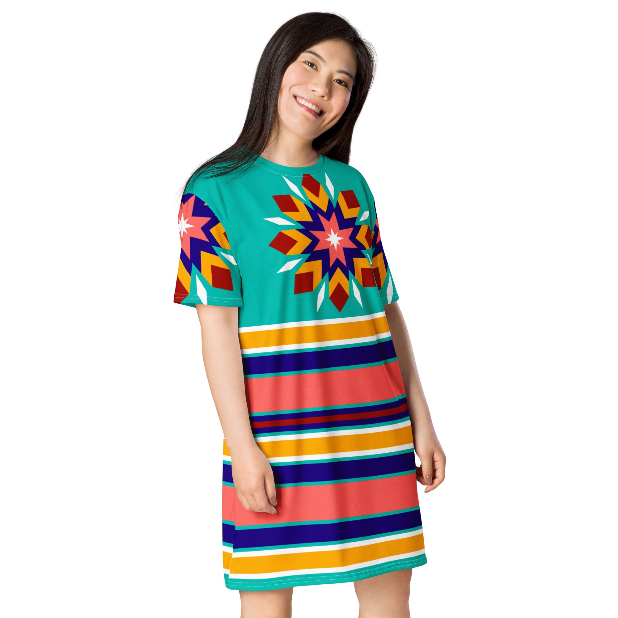 Native Print T-shirt dress