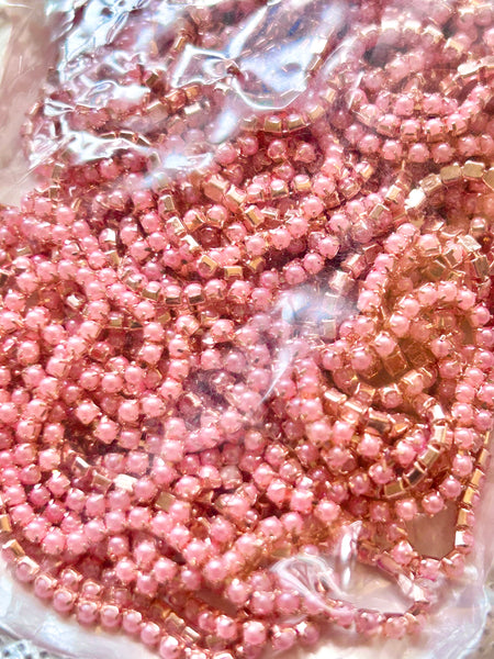 Rose Gold Peach Coral Pearl SS6 Banding 10 Yard Discounted Pack