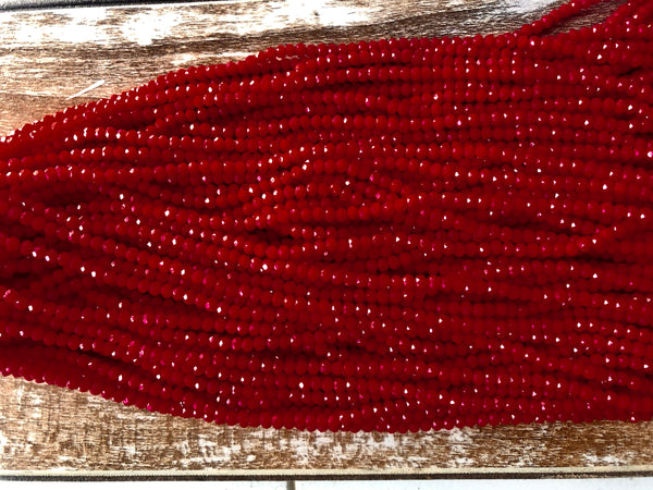 Dark Red 3mm Rondelle Beads #66: Single Strand or 10 Strand Pack