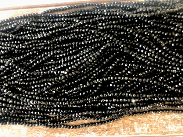 Black 3mm Rondelle Beads #2: Single Strand or 10 Strand Pack
