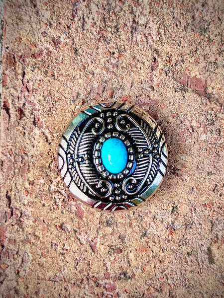 Round Faux Turquoise Stone Concho 25mm