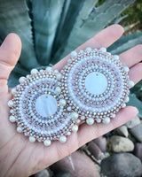 White, Rose Gold, & Clear Beaded Set: Earrings, Ring, & Necklace