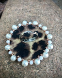 White, Rose Gold, & Clear Beaded Set: Earrings, Ring, & Necklace