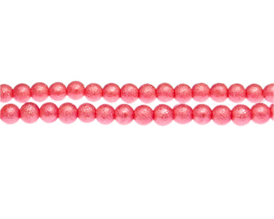 6mm Hot Pink Textured Glass Pearls