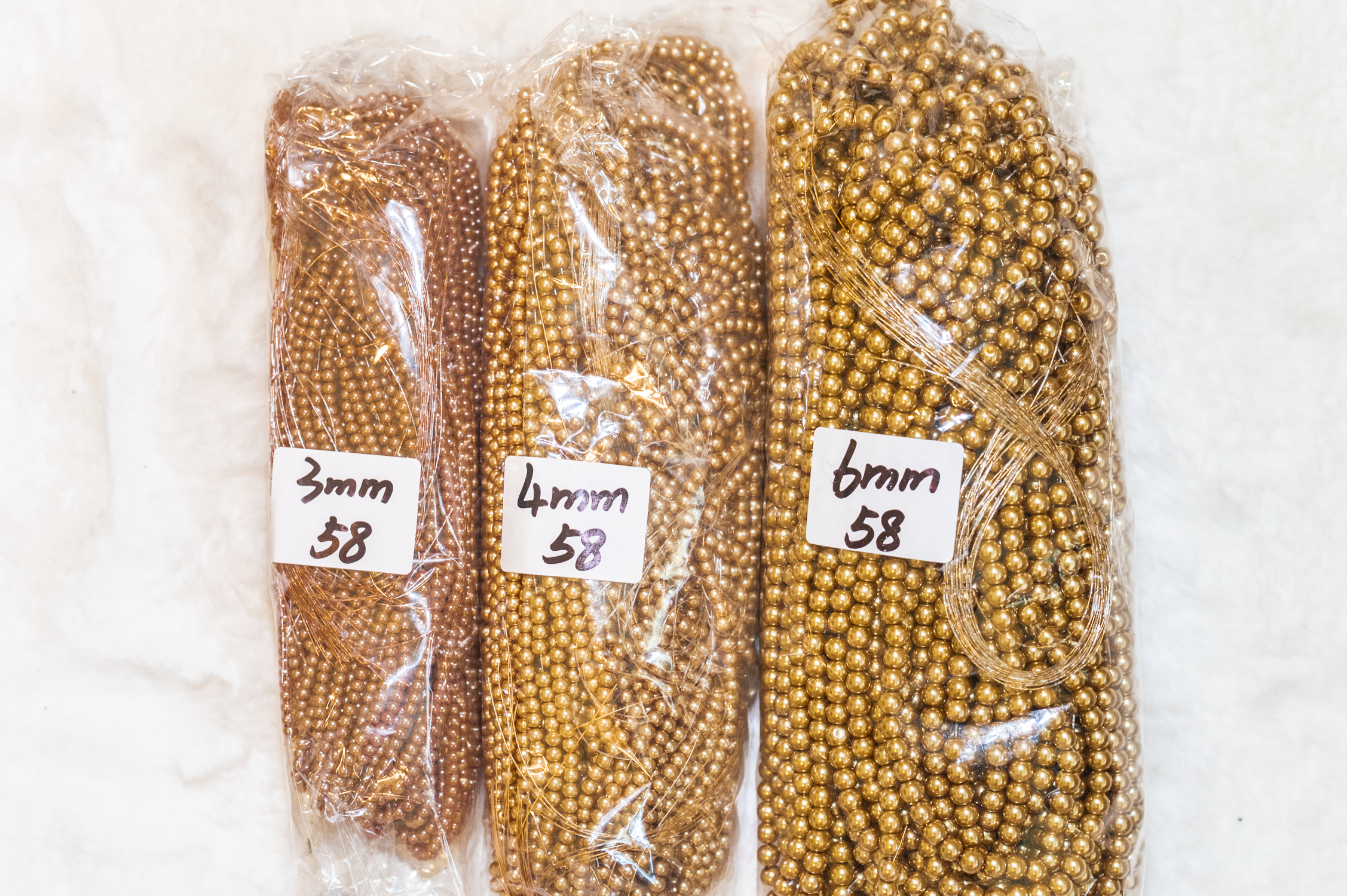 3-6mm Golden Beige Pearls 30" Strand #58