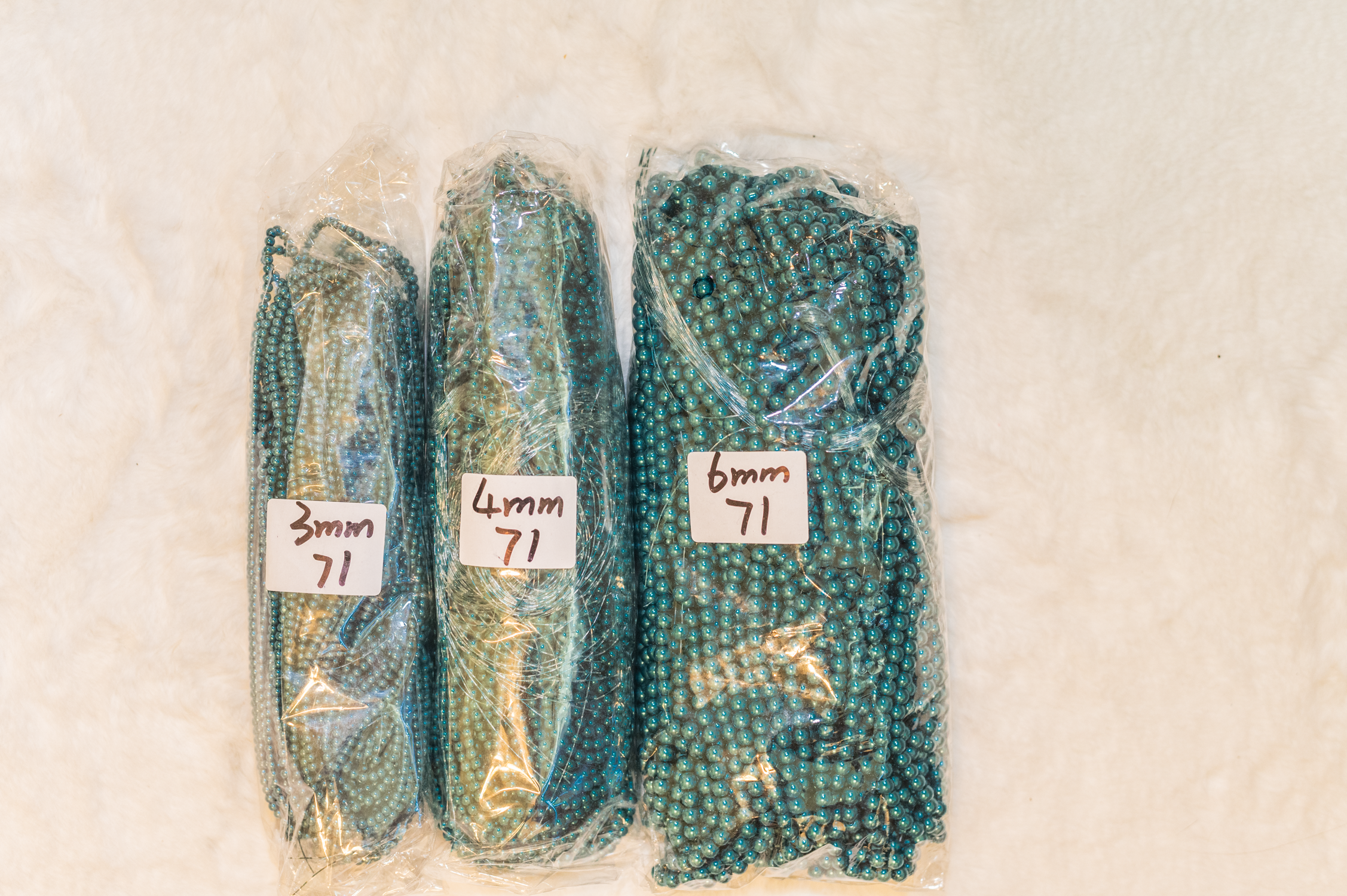 3-6mm Teal Glass Pearls 30" Strand #71