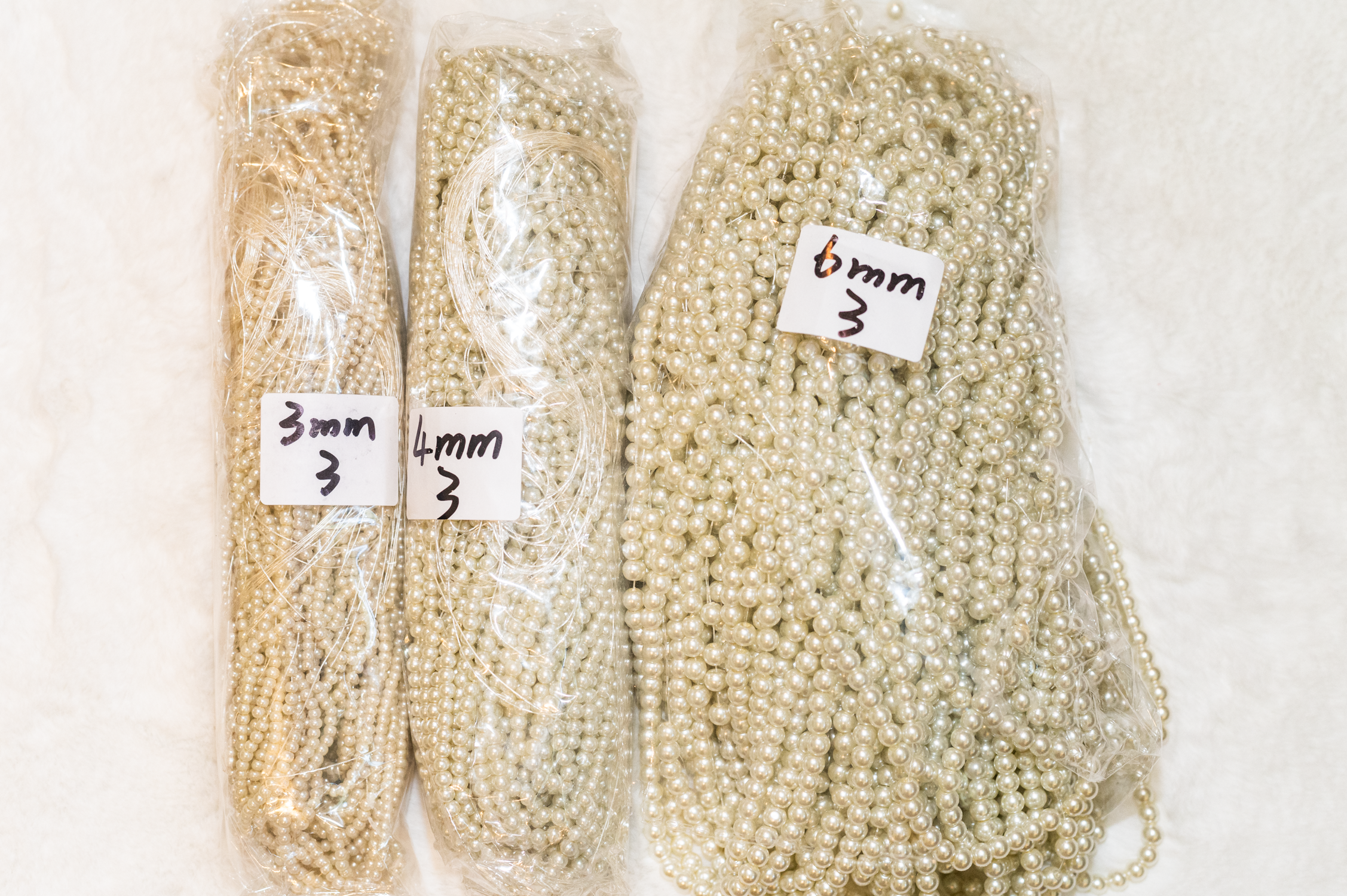 3-6mm Cream Glass Pearls 30" Strand #3