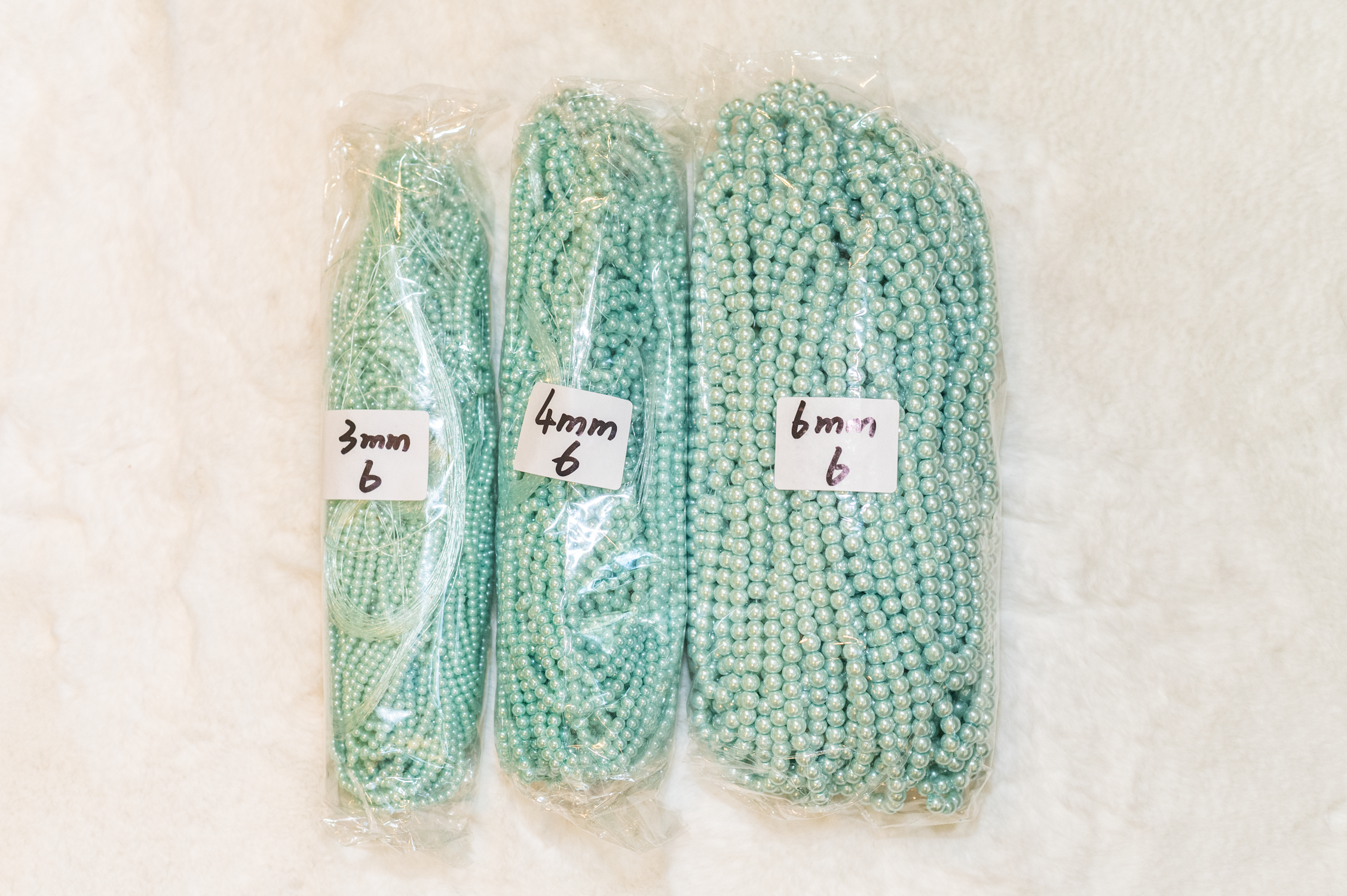 3-6mm Pale Mint Glass Pearls 30" Strand #6