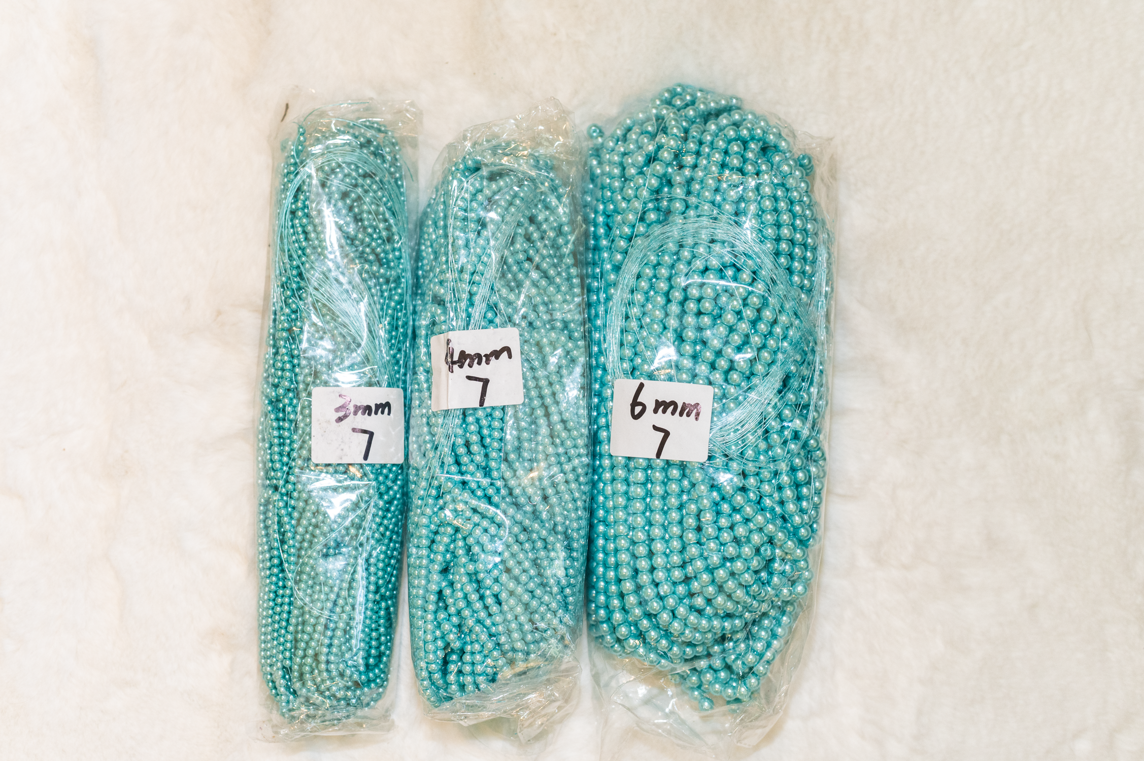 3-6mm Light Teal Glass Pearls 30" Strand #7