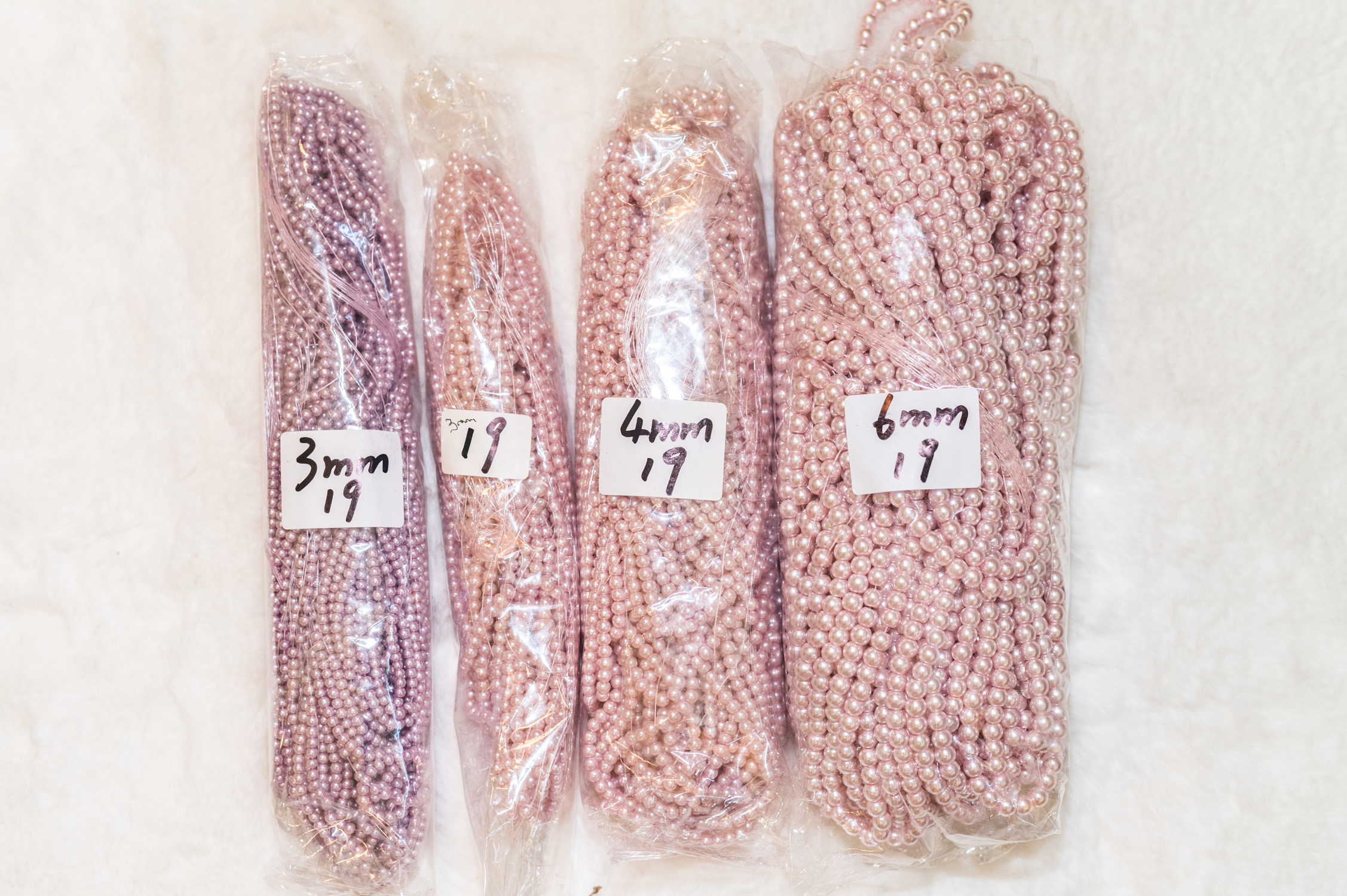 3-6mm Pale Mauve Glass Pearls 30" Strand #19