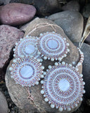 White, Rose Gold, & Clear Beaded Set: Earrings, Ring, & Necklace