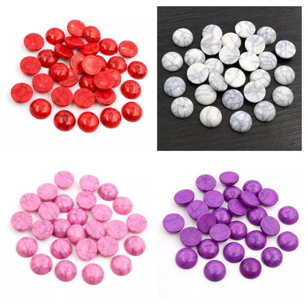 8mm or 12mm Faux Stone Cabs: 5 Pairs, Red 8mm Only