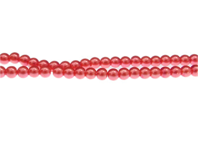 4mm Deep Coral Pearl Beads