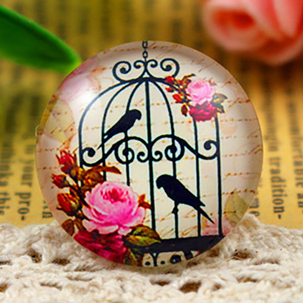 25mm Round Floral Birdcage Glass Cabochons