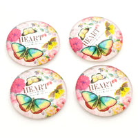 25mm Round Floral Butterfly Glass Cabochons