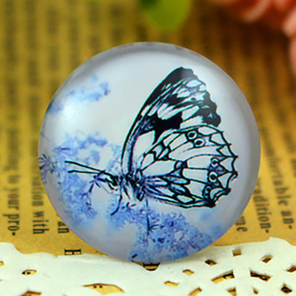 25mm Blue Butterfly Glass Cabochons