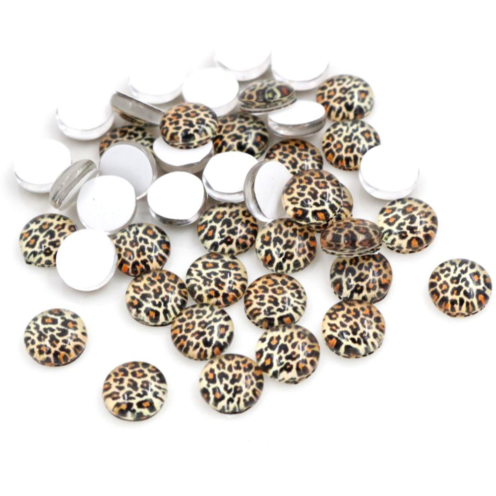 Round Leopard Glass Cabs: 8-25mm