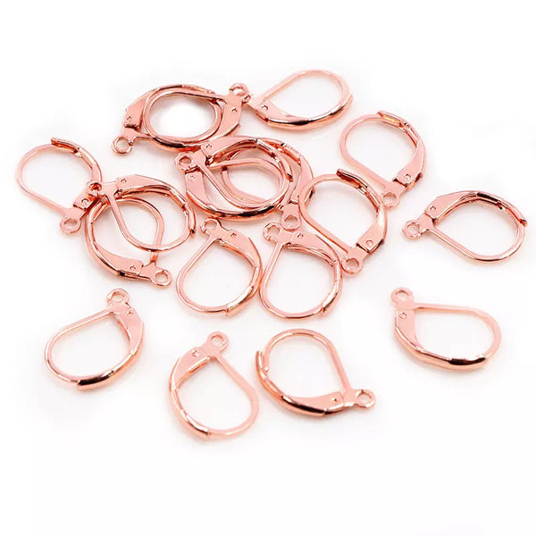 Rose Gold Stainless Steel Ear Hooks French Lever: 5 Pairs