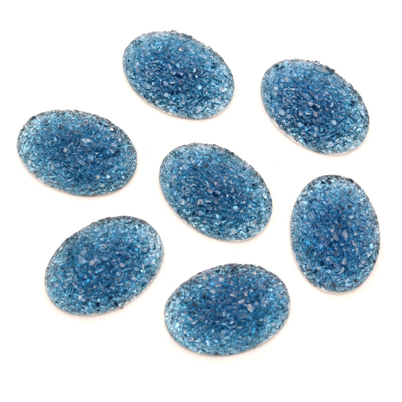 18x25mm Faux Druzy Oval Centerpieces Dark Blue
