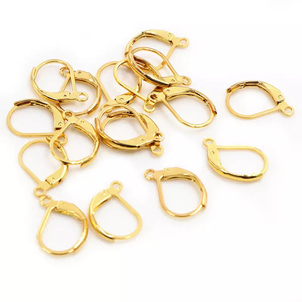 Gold Stainless Steel Ear Hooks French Lever: 5 Pairs