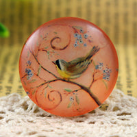 25mm Round Orange Bird Glass Cabochons