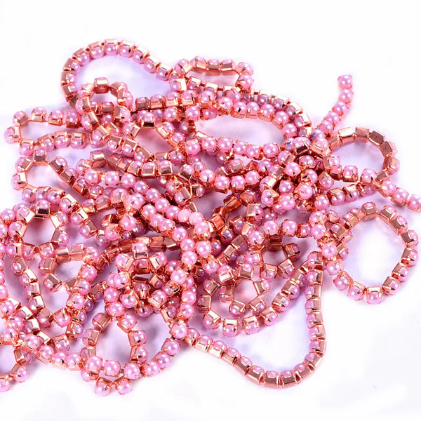 Rose Gold Hot Pink Pearl SS6 Banding 10 Yard Discounted Pack