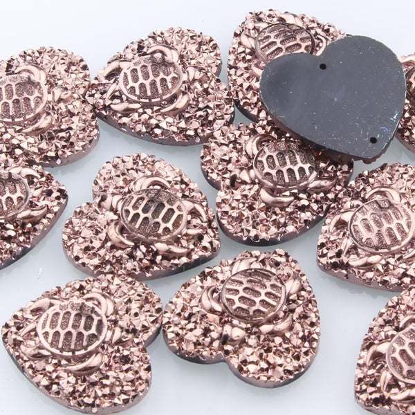 Bronze Colored Turtle Hearts 1"