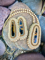 Beige Leopard Print Beaded Earrings & Necklace Set