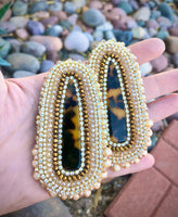 Beige Leopard Print Beaded Earrings & Necklace Set