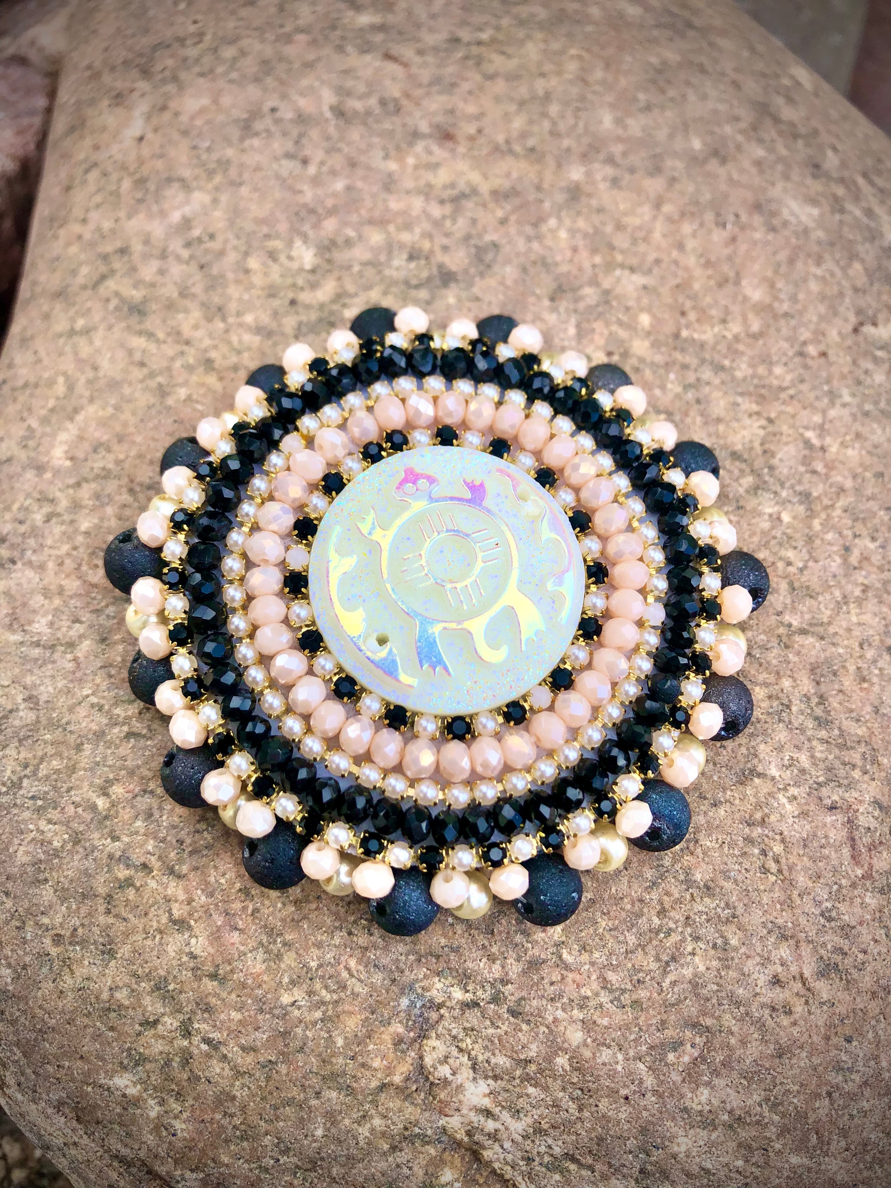 Pink, Black, & Pearl Turtle Phone Grip or Badge Reel
