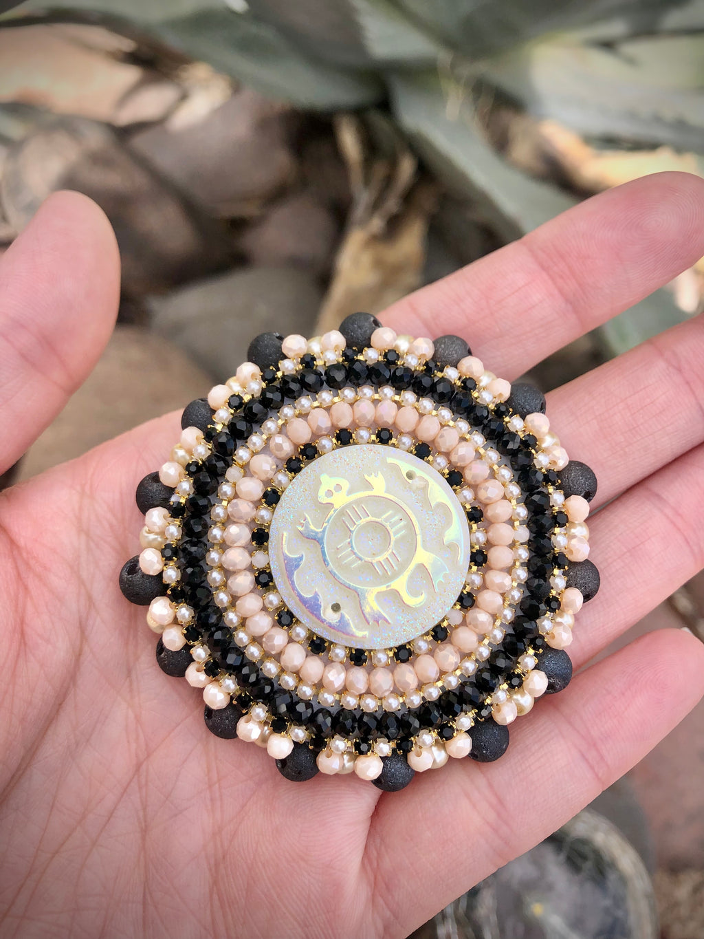 Pink, Black, & Pearl Turtle Phone Grip or Badge Reel