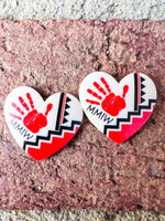 White MMIW Faux Inlay Tribal Resin Heart