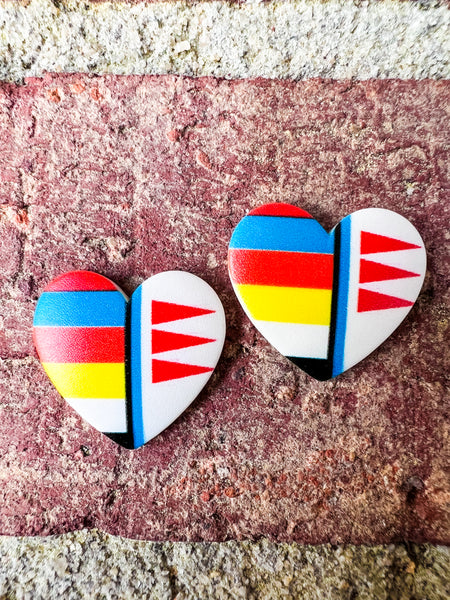 Tribal Colors Faux Inlay Resin Heart