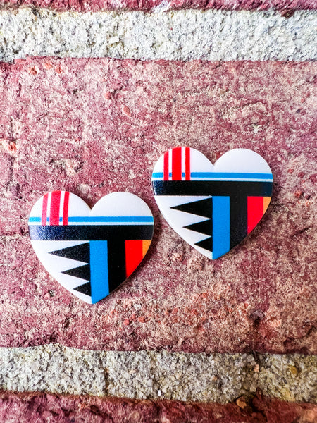 Tribal Colors Faux Inlay Resin Heart