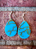 Turquoise Type Stone Slab Earrings