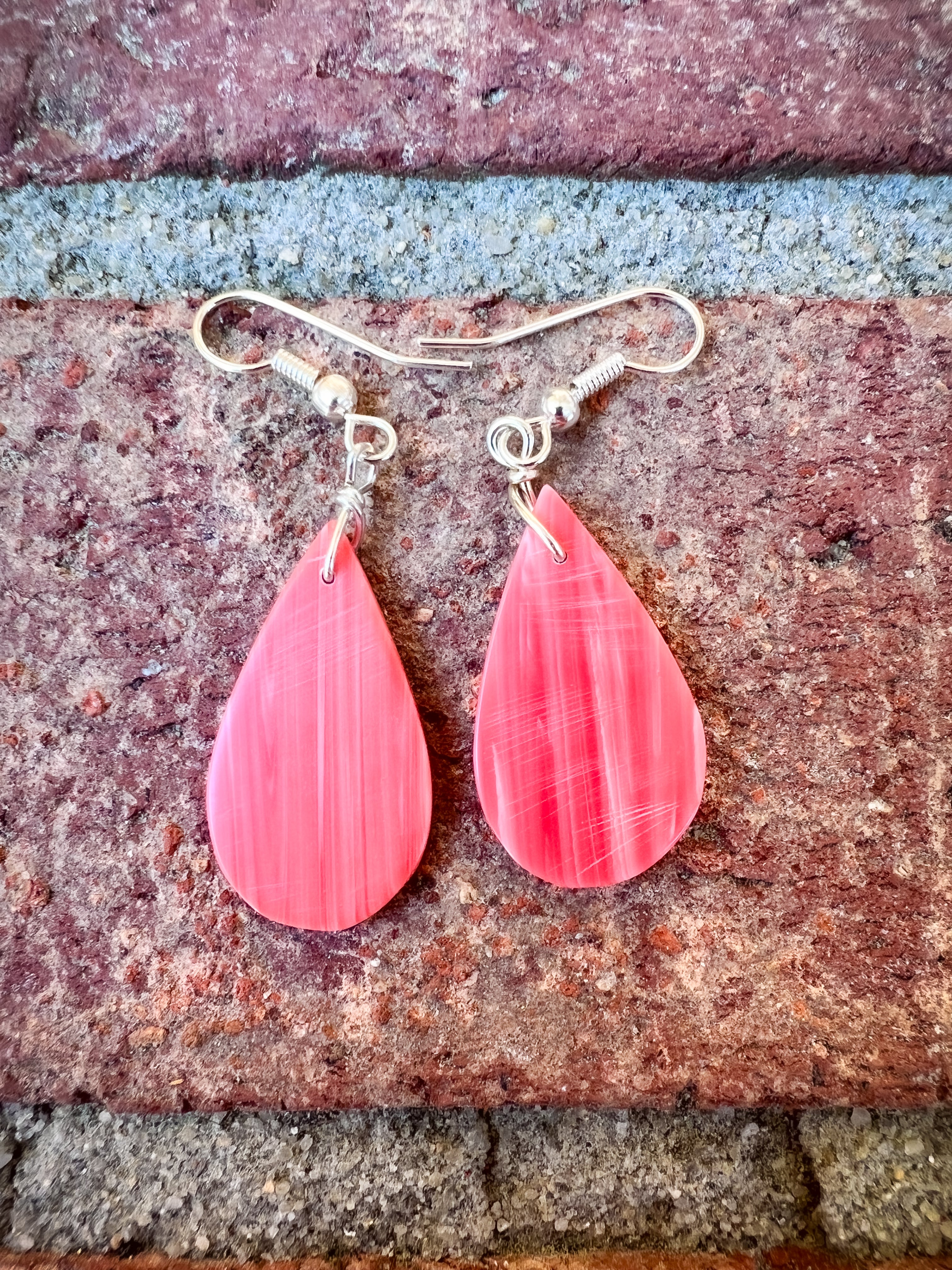 Coral Stone Slab Earrings