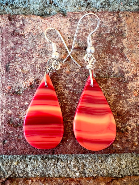 Orange & Red Stone Slab Earrings