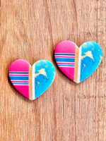 Pink & Turquoise Faux Inlay Tribal Resin Heart